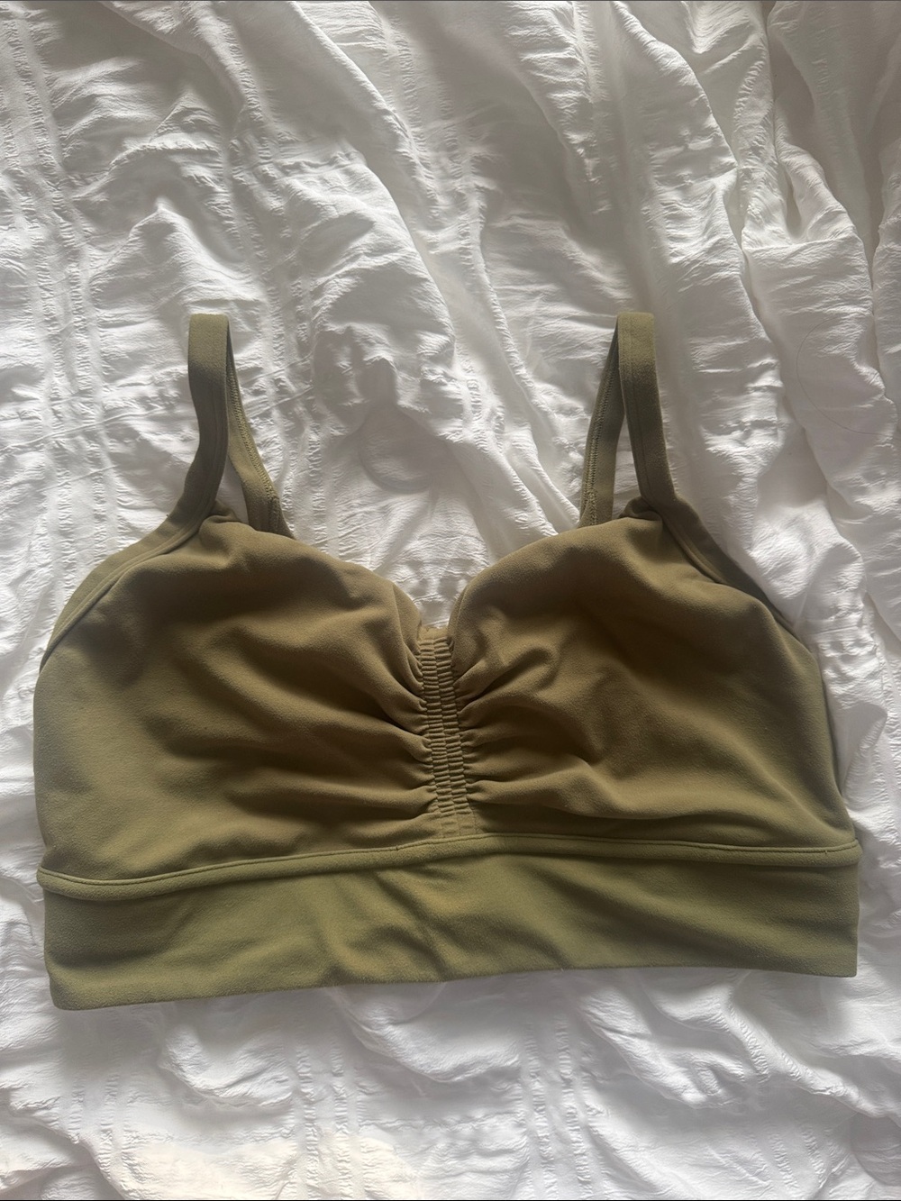 lululemon athletica Olive Green Ruched Sports Bralette (pads not in or available